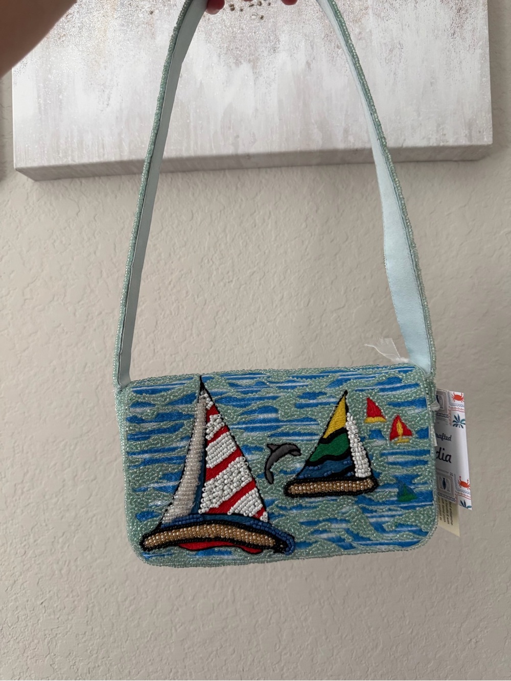 Viral Sailboat Beaded Shoulder Bag NWT